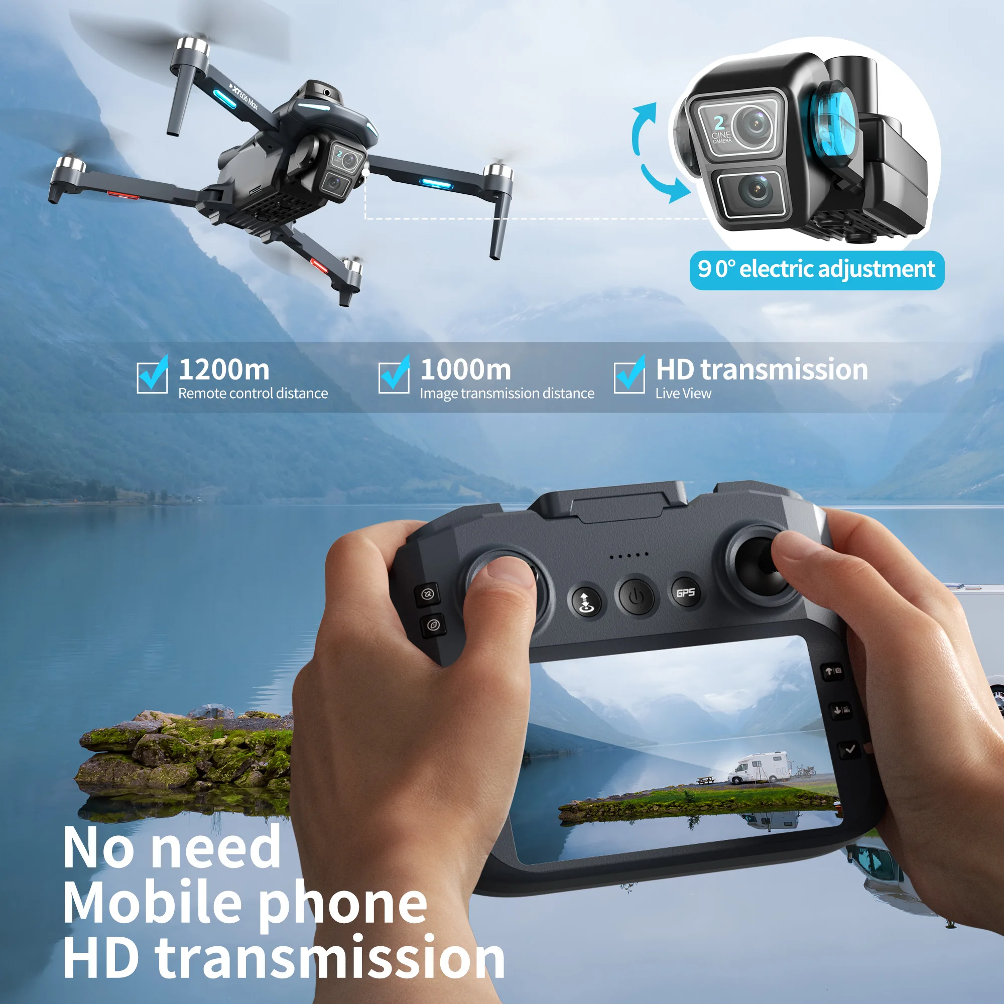 Drone GPS XT606 MAX Asli HD 8K - Drone Photogrammetry ulasan dan harga